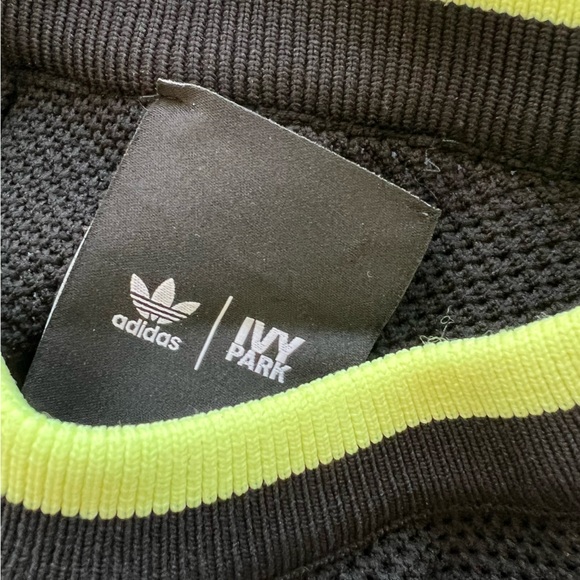 BEYONCE & ADIDAS Collab IVY PARK Knit Crop Top Stretch Black Lime Green NWT Sz M - Picture 15 of 15